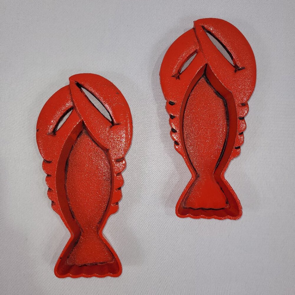 Lobster 7" Cast Iron Vintage Butter Dish Set Made in Japan